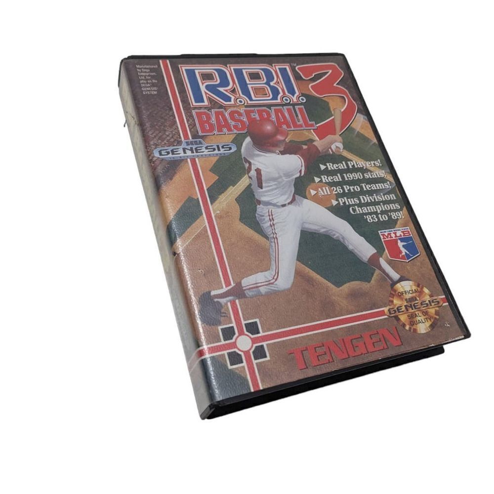 RBI Baseball 3 Sega Genesis Tengen Video Game Complete CIB Vintage 1991 Japan‎